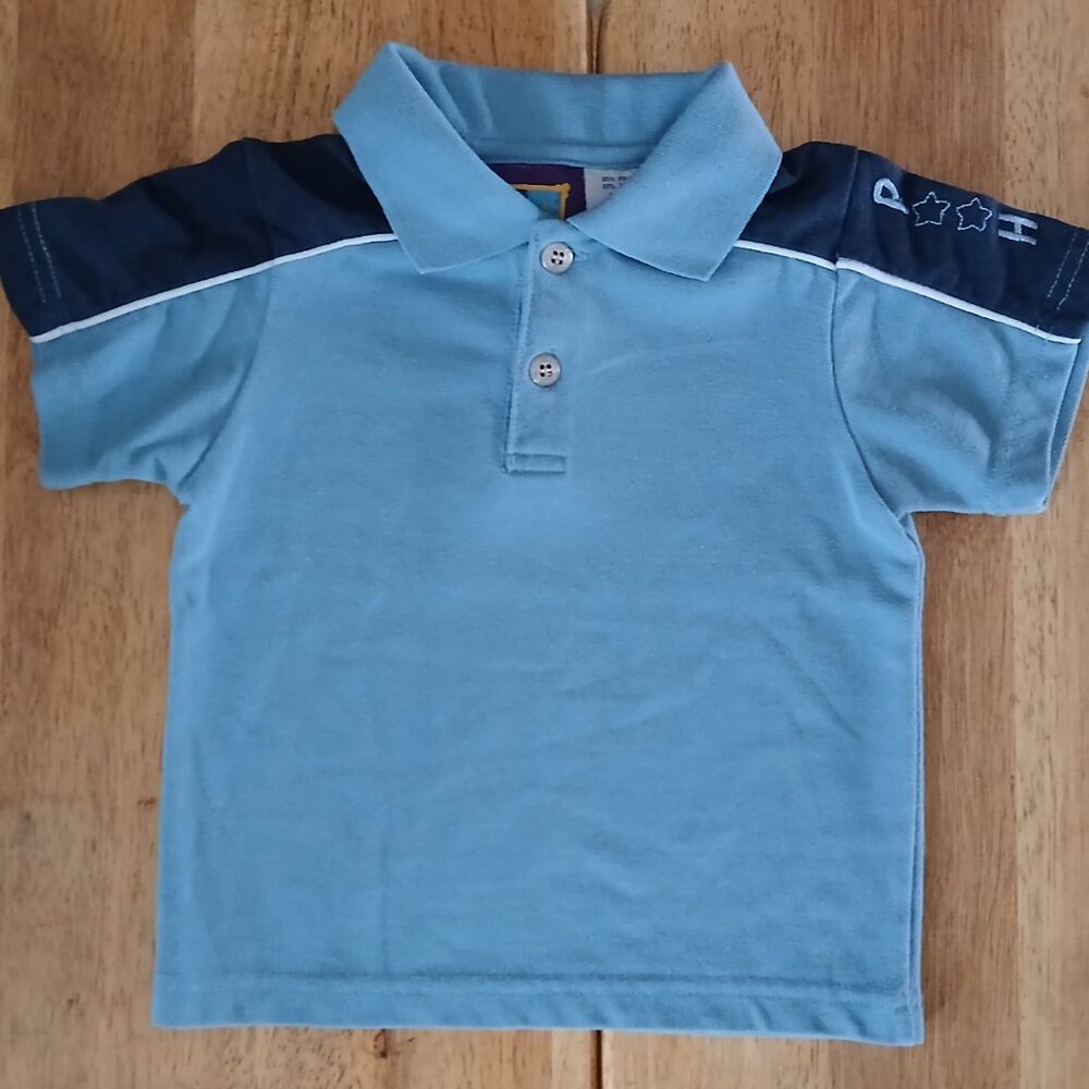 POOH lt. blue/navy S/S polo shirt sz 2T boys